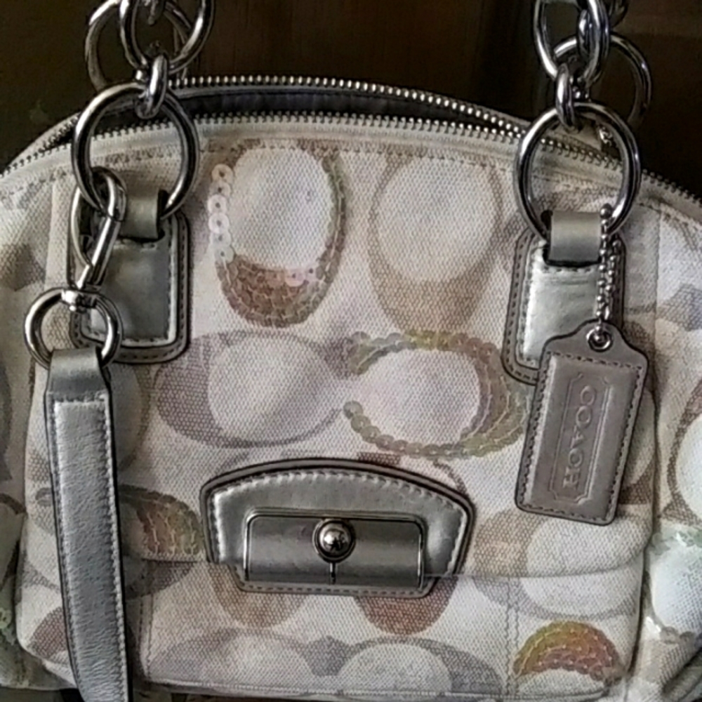 Coach Canvas and Sequin Bag 💚HP💚 - Picture 2 of 7